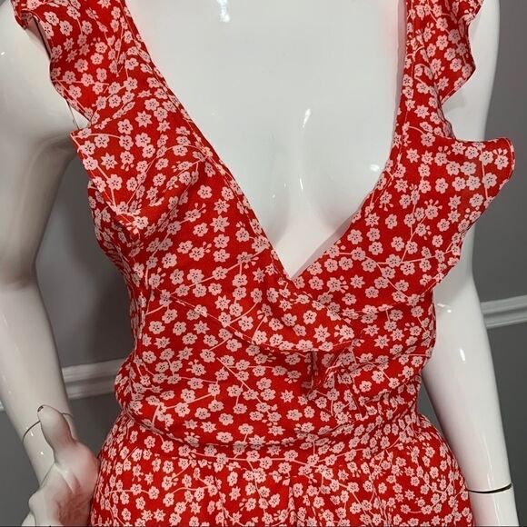Flirty, sexy red floral ruffled romper - L - Picture 8 of 14